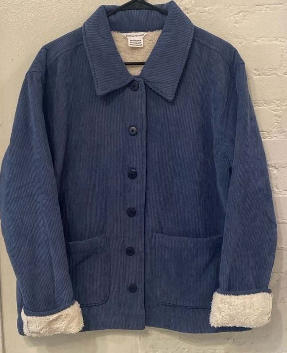 Boston Traders Blue Corduroy Sherpa Lined Button Up Jacket Size M